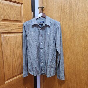 Patagonia Shirt Mens Gray Organic Cotton Chambray Button Up Long Sleeve Medium